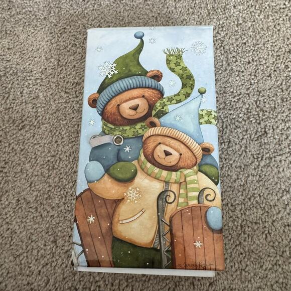 Snowy Winter Teddy Bears Lined Notebook Hardcover Thick Lots of Pages Snow - Picture 1 of 6